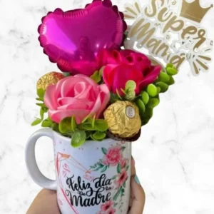 taza y rosas día de la madre